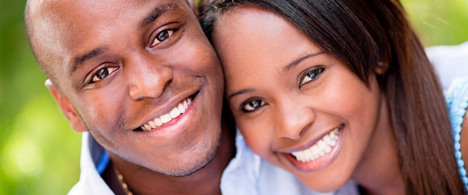 Couple smiling